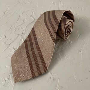 *Daniel Craig Men's  Brown Silk Regimental Stripe Necktie